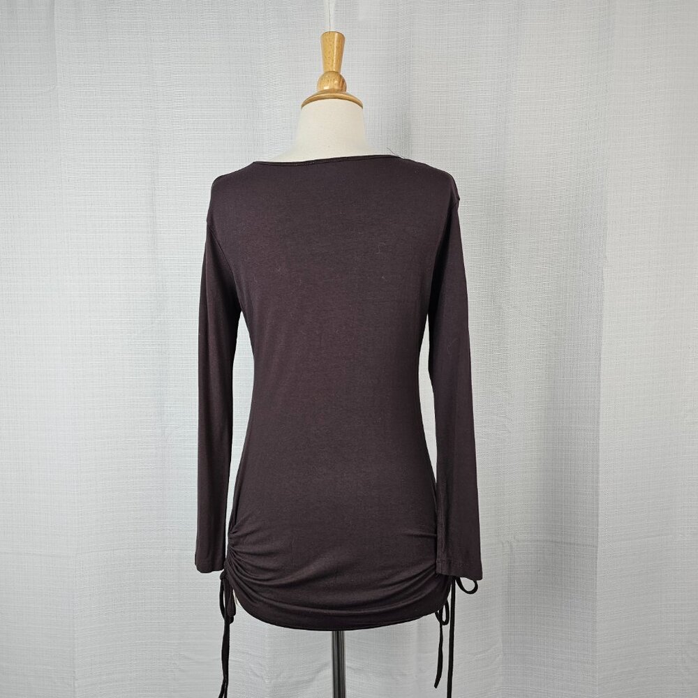 Versace Sequin Long Sleeve Ruched Side-Tie Top - Picture 8 of 10